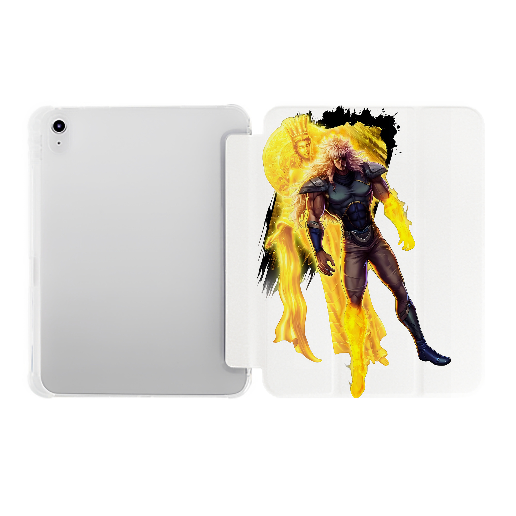 （画像用） 北斗の拳 Fist of the North Star IPad ケース ペン収納付き 三つ折りスタンド PUレザー×シリコン 対応機種9.5/10.5/10.9インチ